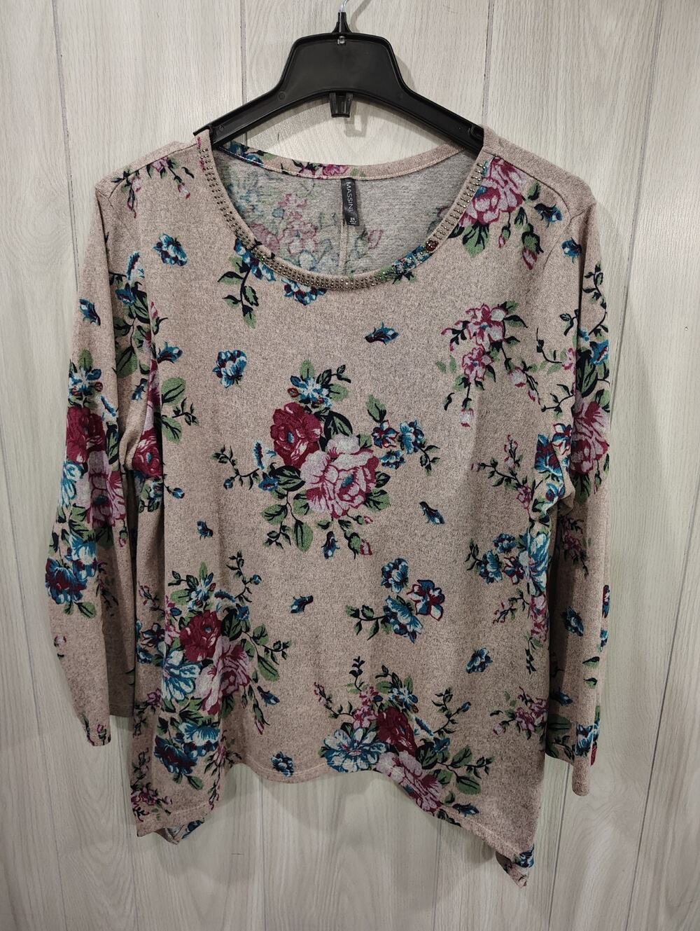 Women's Floral Fairy Embellished Pullover Sweater Size 2X Massini Office Comfort